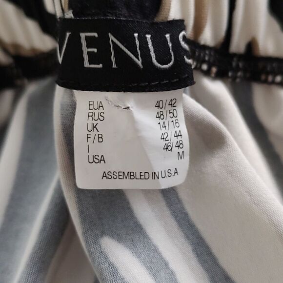 Venus halter black white tan wide leg jumpsuit Sz M - Picture 8 of 8